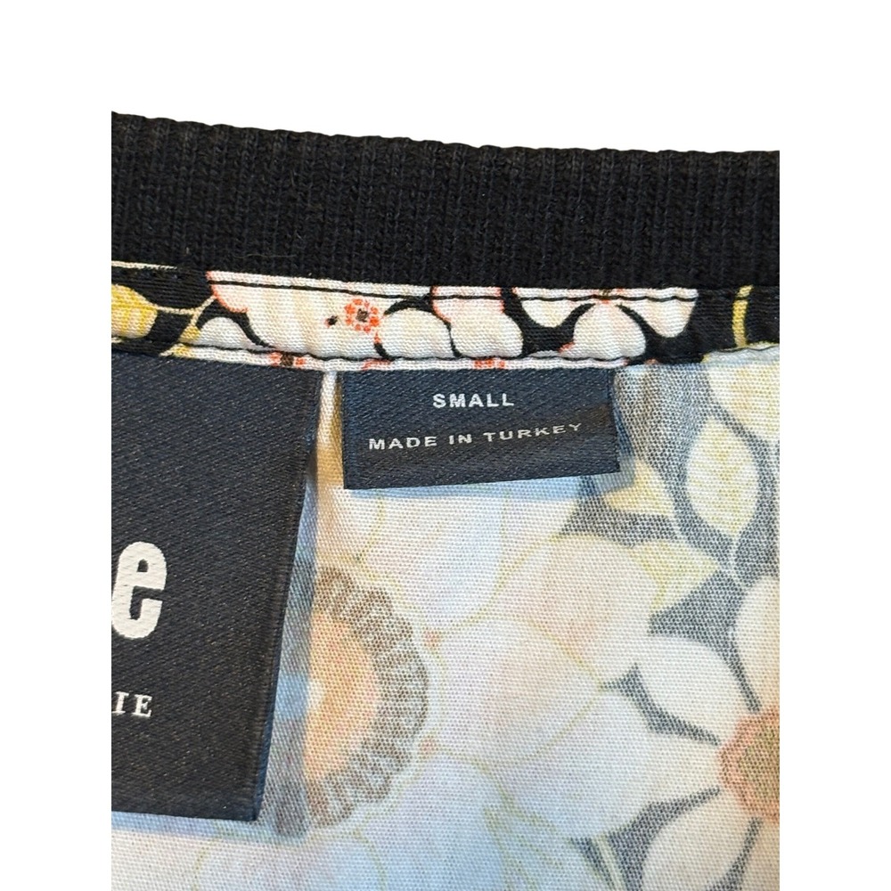 Maeve Anthropologie Mixed Print Top Small Black Floral Polka Dot Button Back - Picture 11 of 13